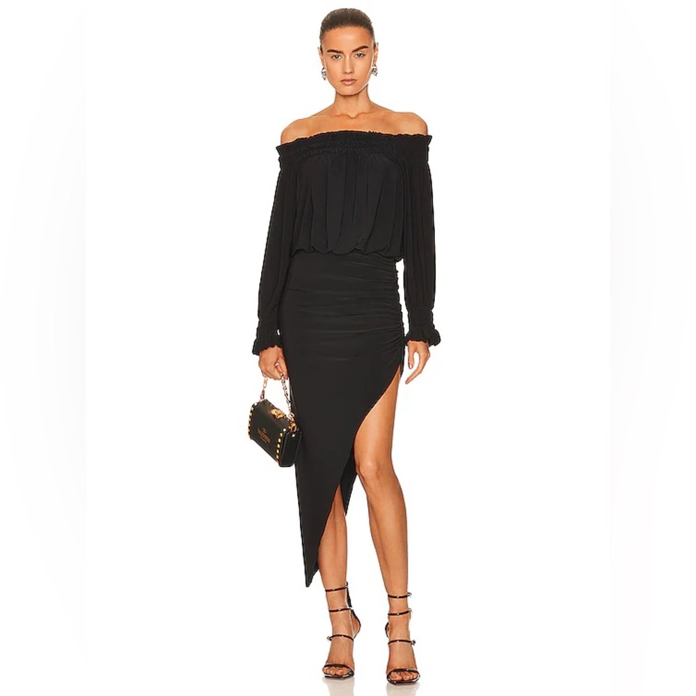 Norma Kamali Long Sleeve Peasant Side Drape Gown From fwrd NWT